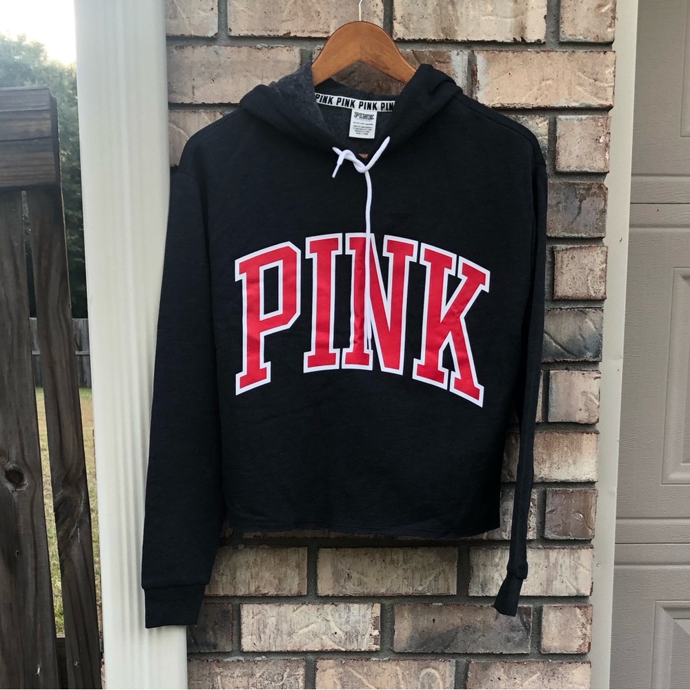 PINK CROP-TOP HOODIE SWEATER